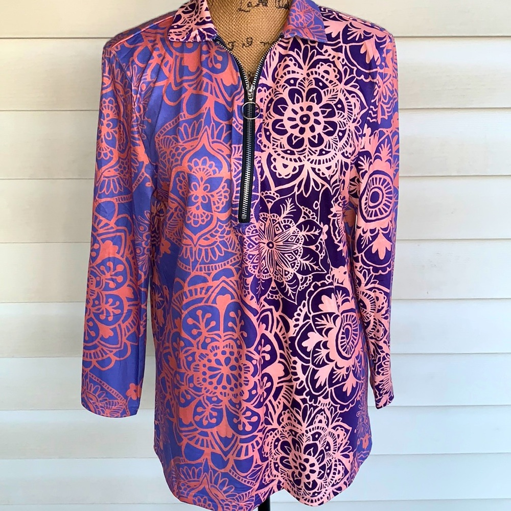 Women’s multicolored, Geometric long sleeved Blouse